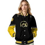 personalized iowa hawkeyes chevron style black varsity jacket best selling