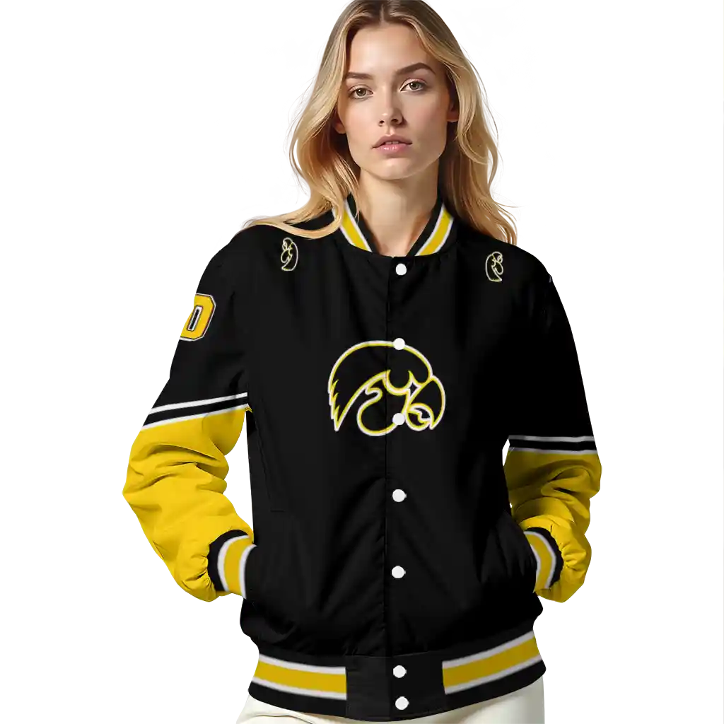 personalized iowa hawkeyes chevron style black varsity jacket latest model personalized iowa hawkeyes chevron style black varsity jacket latest model