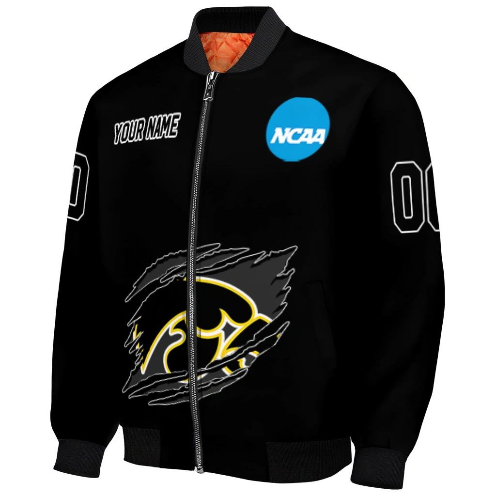 personalized iowa hawkeyes claw mark black bomber jacket fashion forward personalized iowa hawkeyes claw mark black bomber jacket fashion forward