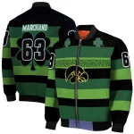personalized iowa hawkeyes clover green lines green black bomber jacket best selling