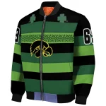 personalized iowa hawkeyes clover green lines green black bomber jacket best selling