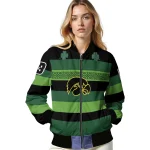personalized iowa hawkeyes clover green lines green black bomber jacket best selling