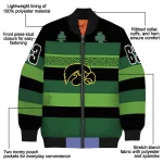 personalized iowa hawkeyes clover green lines green black bomber jacket best selling