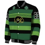 personalized iowa hawkeyes clover green lines green black varsity jacket best selling
