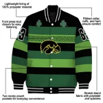 personalized iowa hawkeyes clover green lines green black varsity jacket best selling