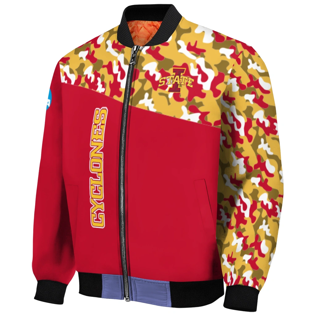 personalized iowa state cyclones camouflage splash red bomber jacket fashion forward personalized iowa state cyclones camouflage splash red bomber jacket fashion forward