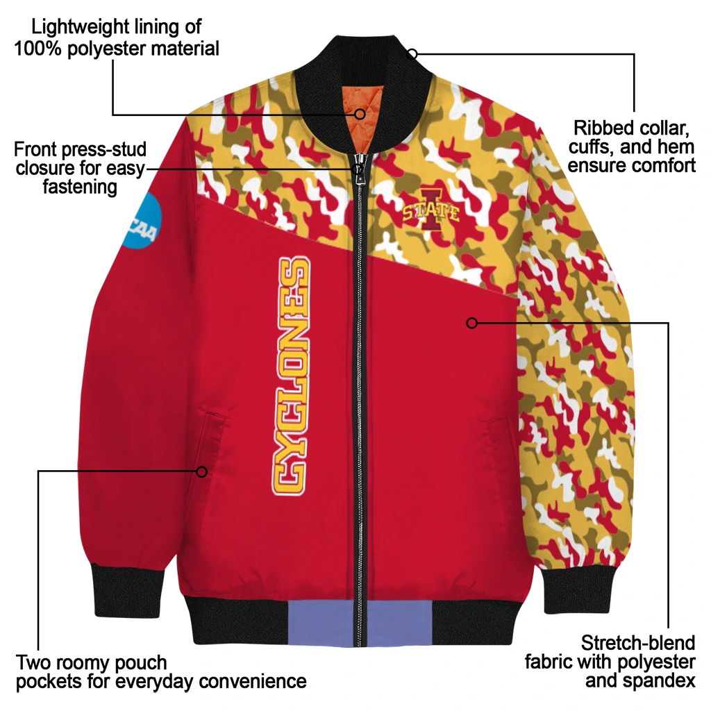 personalized iowa state cyclones camouflage splash red bomber jacket new arrival personalized iowa state cyclones camouflage splash red bomber jacket new arrival