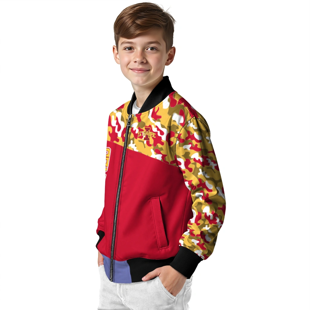 personalized iowa state cyclones camouflage splash red bomber jacket trendy personalized iowa state cyclones camouflage splash red bomber jacket trendy