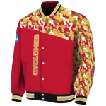 personalized iowa state cyclones camouflage splash red varsity jacket best selling