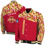 personalized iowa state cyclones camouflage splash red varsity jacket best selling