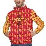 personalized iowa state cyclones lightning strike grid red windbreaker jacket best selling