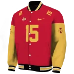 personalized iowa state cyclones team patch red varsity jacket best selling