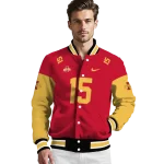personalized iowa state cyclones team patch red varsity jacket best selling