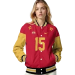 personalized iowa state cyclones team patch red varsity jacket best selling