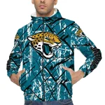 personalized jacksonville jaguars brushstroke pattern teal windbreaker jacket best selling