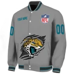personalized jacksonville jaguars claw marking grey varsity jacket best selling
