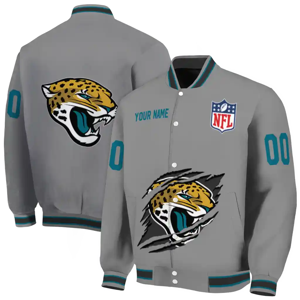 personalized jacksonville jaguars claw marking grey varsity jacket fashion forward personalized jacksonville jaguars claw marking grey varsity jacket fashion forward