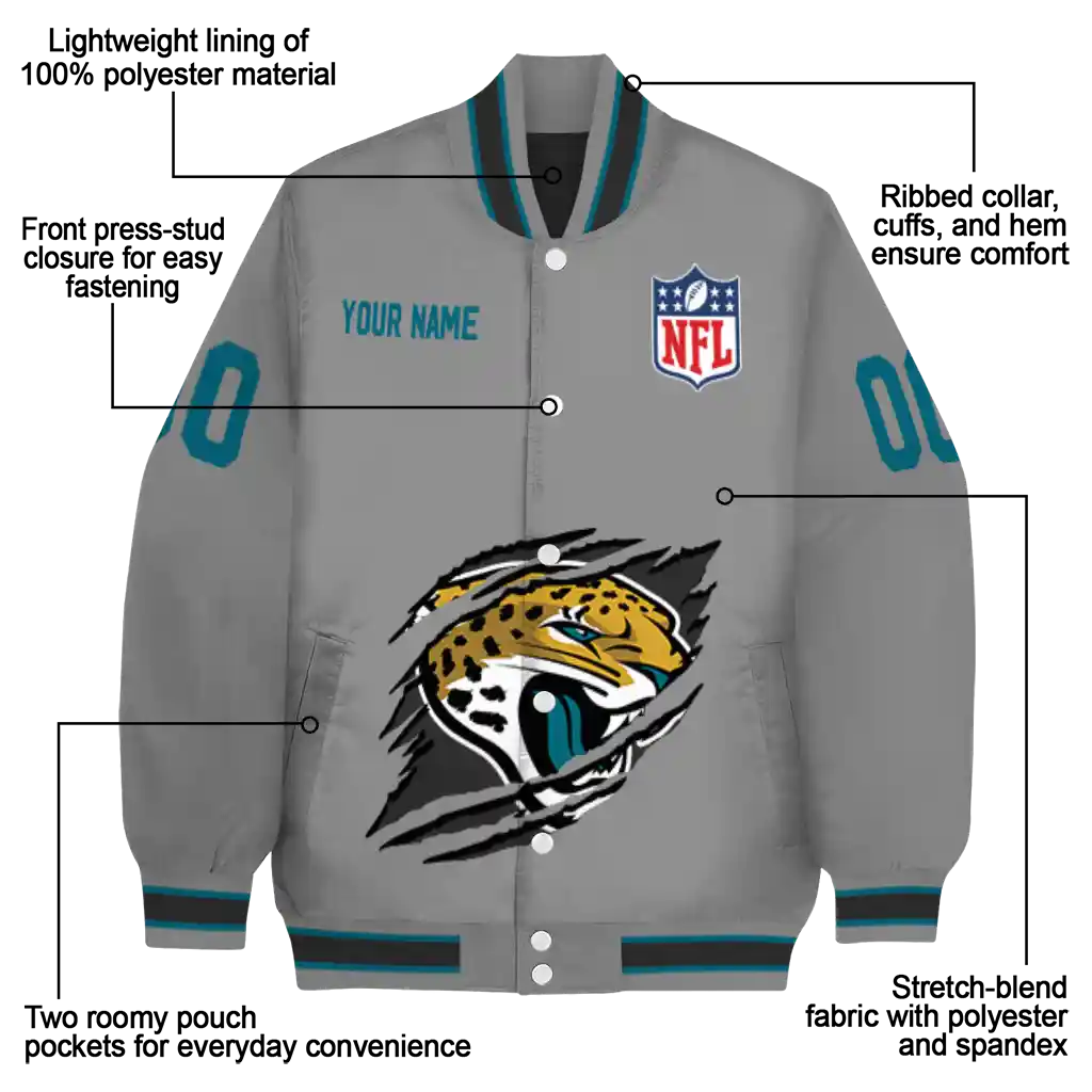 personalized jacksonville jaguars claw marking grey varsity jacket new arrival personalized jacksonville jaguars claw marking grey varsity jacket new arrival