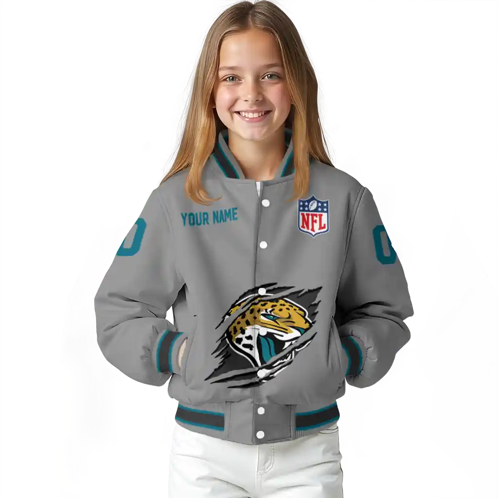 personalized jacksonville jaguars claw marking grey varsity jacket top rated personalized jacksonville jaguars claw marking grey varsity jacket top rated