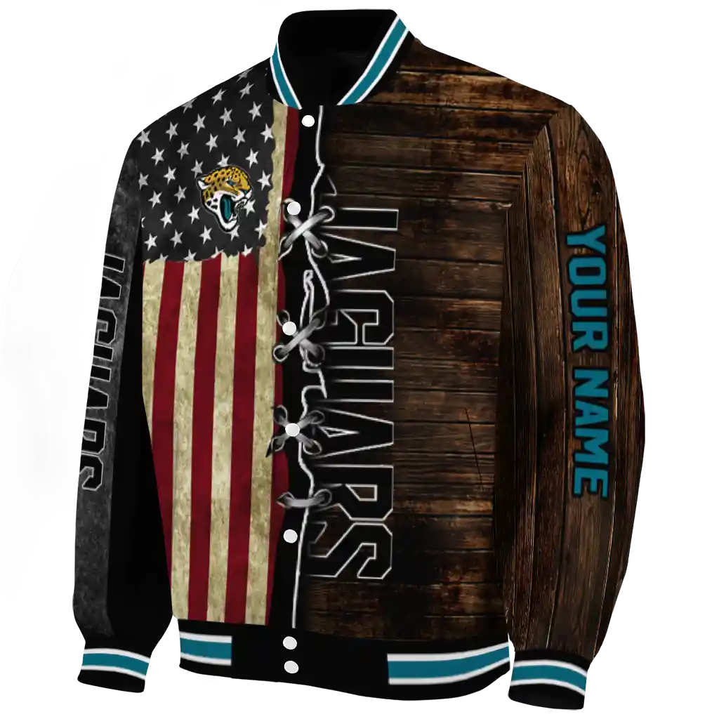 personalized jacksonville jaguars flag wood brown varsity jacket best selling personalized jacksonville jaguars flag wood brown varsity jacket best selling