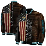 personalized jacksonville jaguars flag wood brown varsity jacket best selling