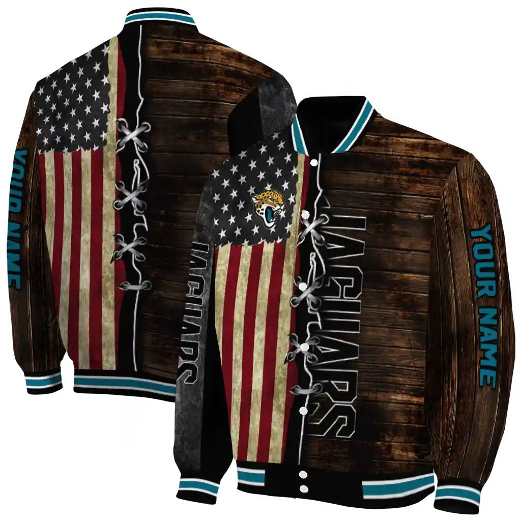 personalized jacksonville jaguars flag wood brown varsity jacket fashion forward personalized jacksonville jaguars flag wood brown varsity jacket fashion forward