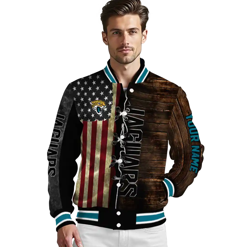 personalized jacksonville jaguars flag wood brown varsity jacket high quality personalized jacksonville jaguars flag wood brown varsity jacket high quality
