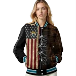 personalized jacksonville jaguars flag wood brown varsity jacket best selling
