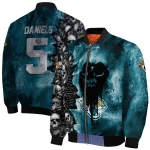 personalized jacksonville jaguars skull cluster teal bomber jacket best selling