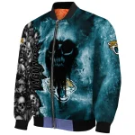 personalized jacksonville jaguars skull cluster teal bomber jacket best selling