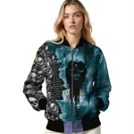 personalized jacksonville jaguars skull cluster teal bomber jacket best selling
