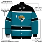 personalized jacksonville jaguars stripe statement teal black varsity jacket best selling