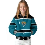 personalized jacksonville jaguars stripe statement teal black varsity jacket best selling