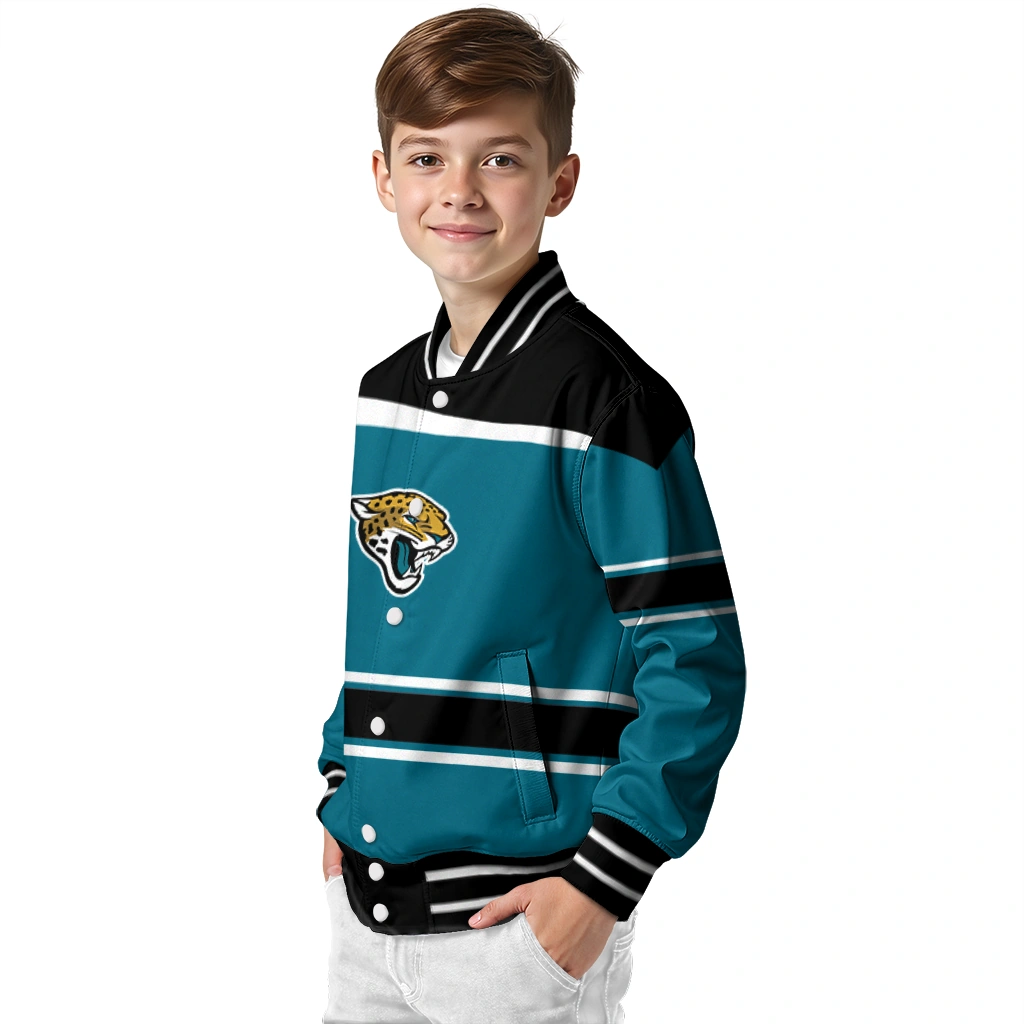 personalized jacksonville jaguars stripe statement teal black varsity jacket trendy personalized jacksonville jaguars stripe statement teal black varsity jacket trendy