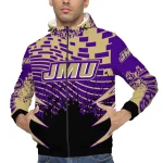 personalized james madison dukes brick motion purple black windbreaker jacket best selling