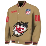 personalized kansas city chiefs claw tear beige varsity jacket best selling