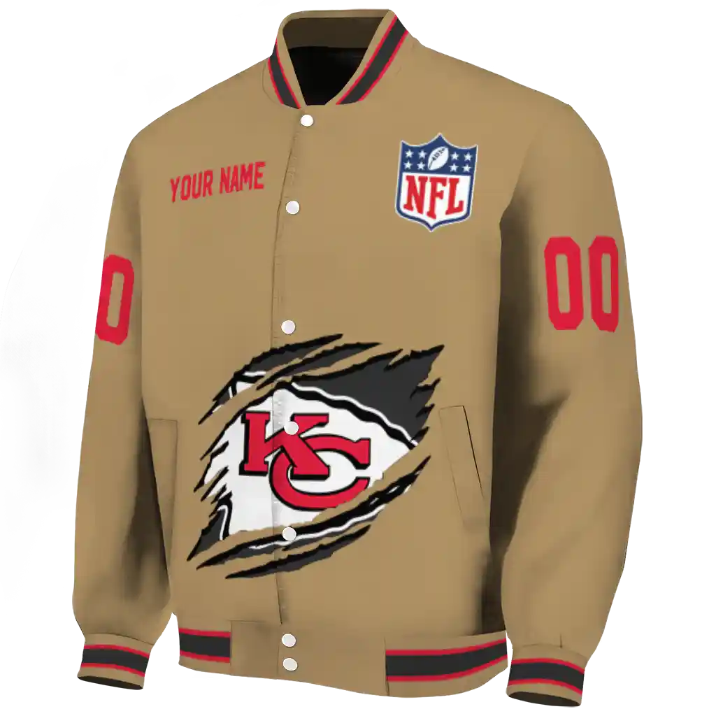 personalized kansas city chiefs claw tear beige varsity jacket best selling personalized kansas city chiefs claw tear beige varsity jacket best selling