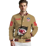 personalized kansas city chiefs claw tear beige varsity jacket best selling