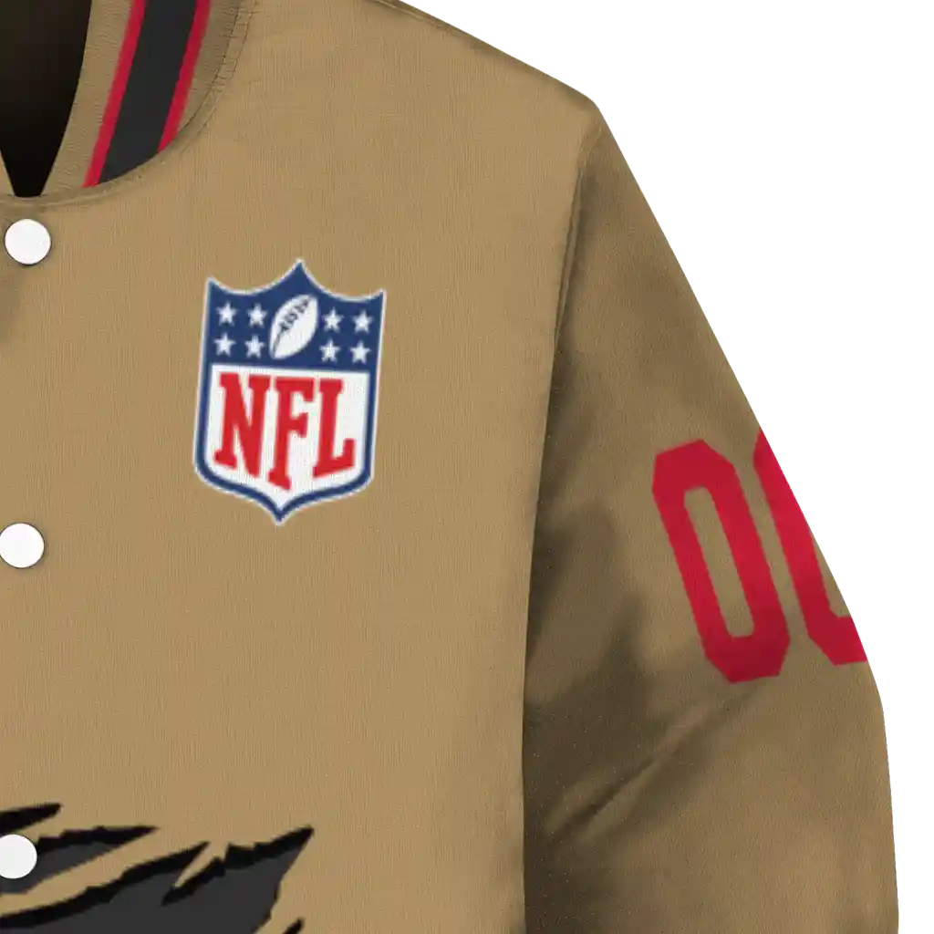 personalized kansas city chiefs claw tear beige varsity jacket premium grade personalized kansas city chiefs claw tear beige varsity jacket premium grade