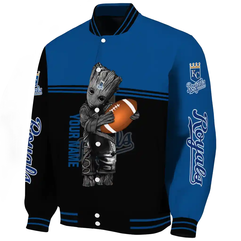 personalized kansas city royals groot football royal blue black varsity jacket best selling personalized kansas city royals groot football royal blue black varsity jacket best selling
