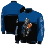 personalized kansas city royals groot football royal blue black varsity jacket best selling
