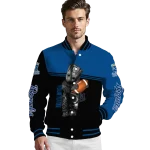 personalized kansas city royals groot football royal blue black varsity jacket best selling