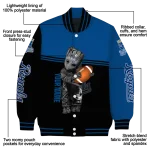personalized kansas city royals groot football royal blue black varsity jacket best selling