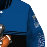 personalized kansas city royals groot football royal blue black varsity jacket best selling