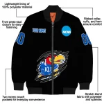 personalized kansas jayhawks claw shred black bomber jacket best selling