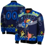 personalized kansas jayhawks spongebob playtime blue bomber jacket best selling