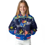 personalized kansas jayhawks spongebob playtime blue varsity jacket best selling