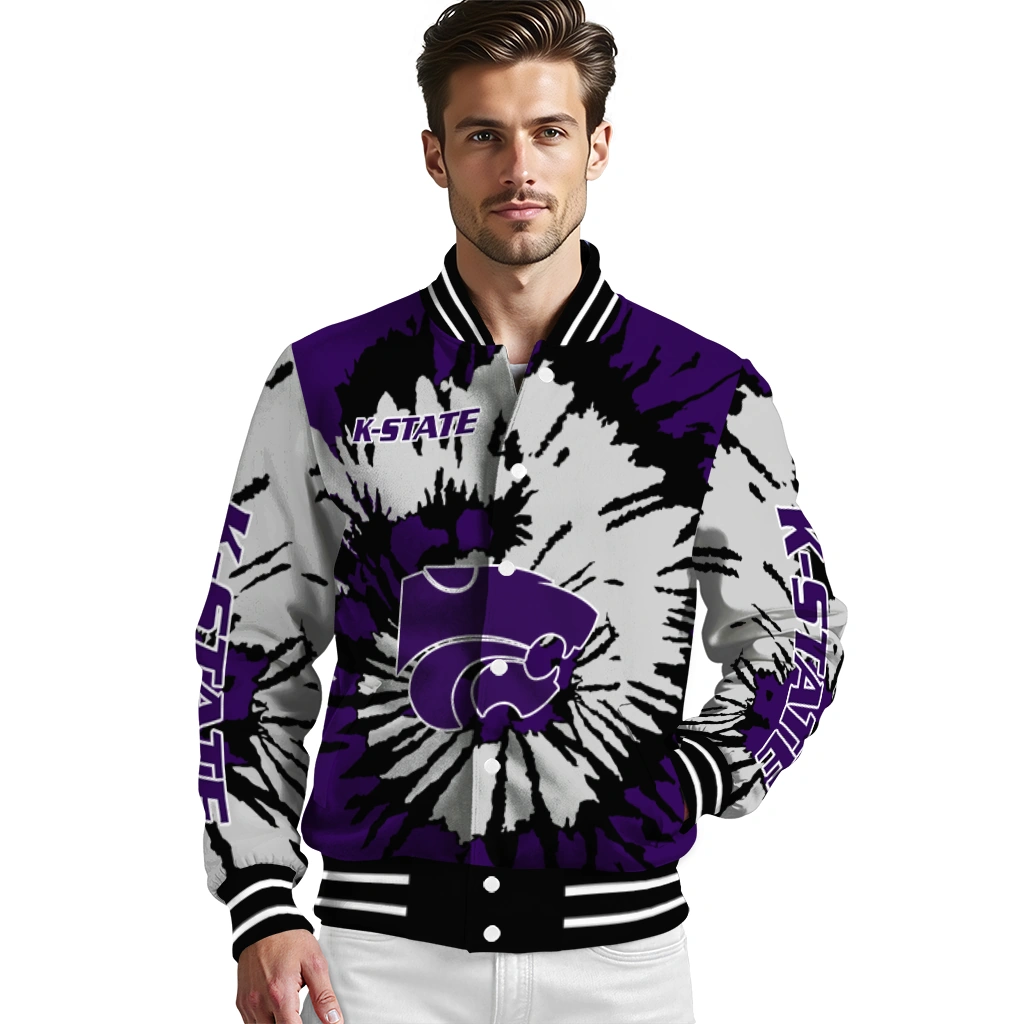 personalized kansas state wildcats burst splatter purple varsity jacket high quality personalized kansas state wildcats burst splatter purple varsity jacket high quality
