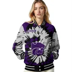 personalized kansas state wildcats burst splatter purple varsity jacket best selling
