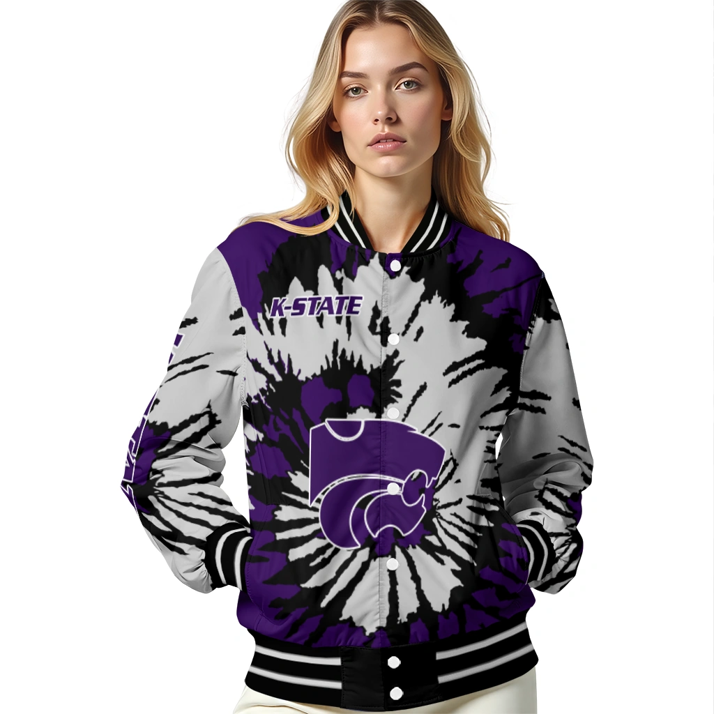 personalized kansas state wildcats burst splatter purple varsity jacket latest model personalized kansas state wildcats burst splatter purple varsity jacket latest model